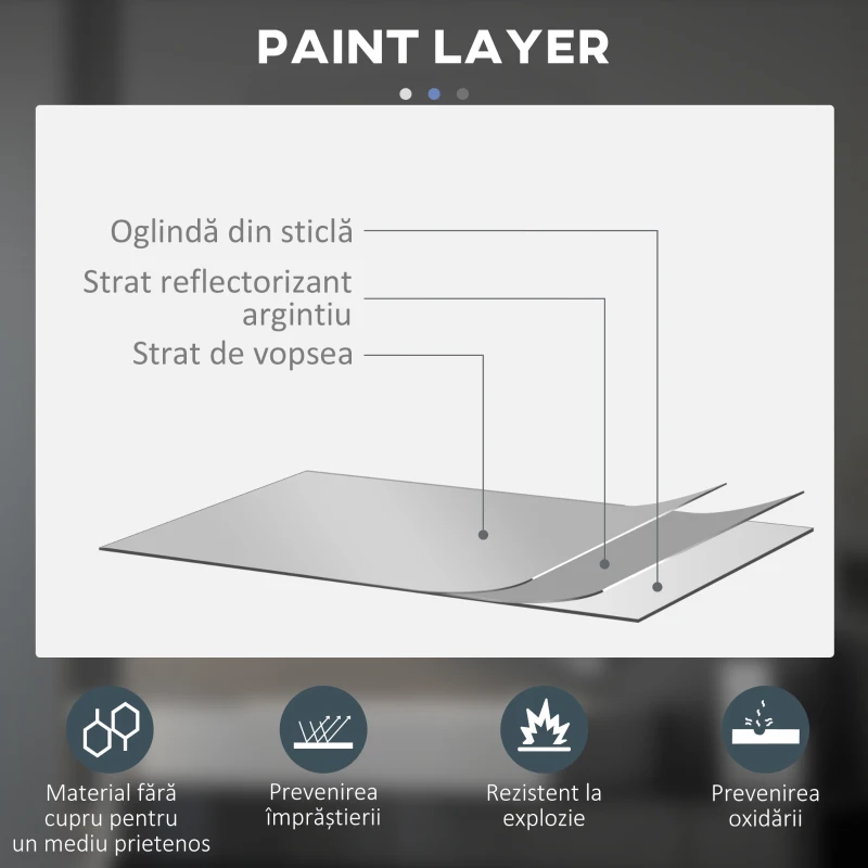 kleankin Oglindă de Baie cu Lumini LED Reglabile, Comutatoare Touch și Design Anti-aburire, Ø60 cm