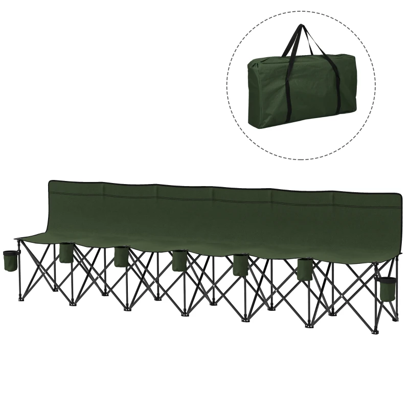 Outsunny 6 Seater Folding Camping Chair with Cup Holder & Carry Bag - Green