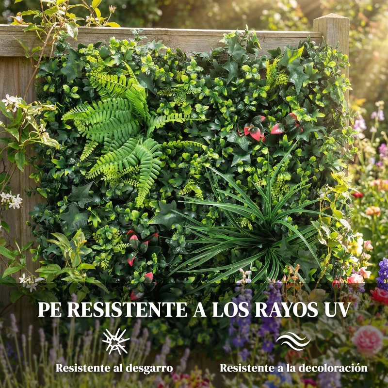 Outsunny Set de 6 Setos Artificiales Ocultación Jardín 50x50 cm Tipo Milán Fácil Montaje Anti-UV para Terraza Balcón Verde