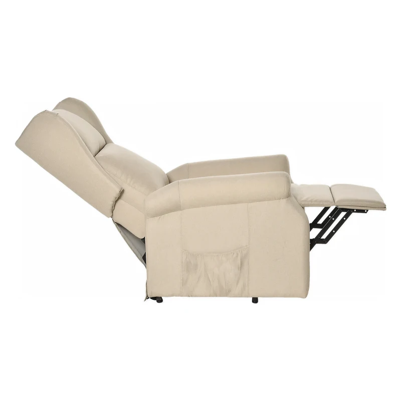 HOMCOM Fauteuil releveur inclinable avec Repose-Pied Fauteuil de Relaxation électrique Ajustable Lin Crème(m-11)