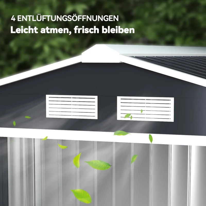 Outsunny Gereedschapschuur Tuinschuur Metaal kolengrijs