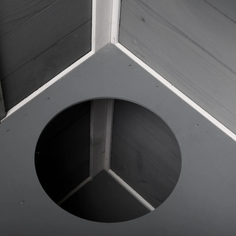 PawHut 2-story Cat House Outdoor, Weatherproof Wooden Cat Enclosure with Escape Door, Openable Roof, Jumping Platforms, Grey