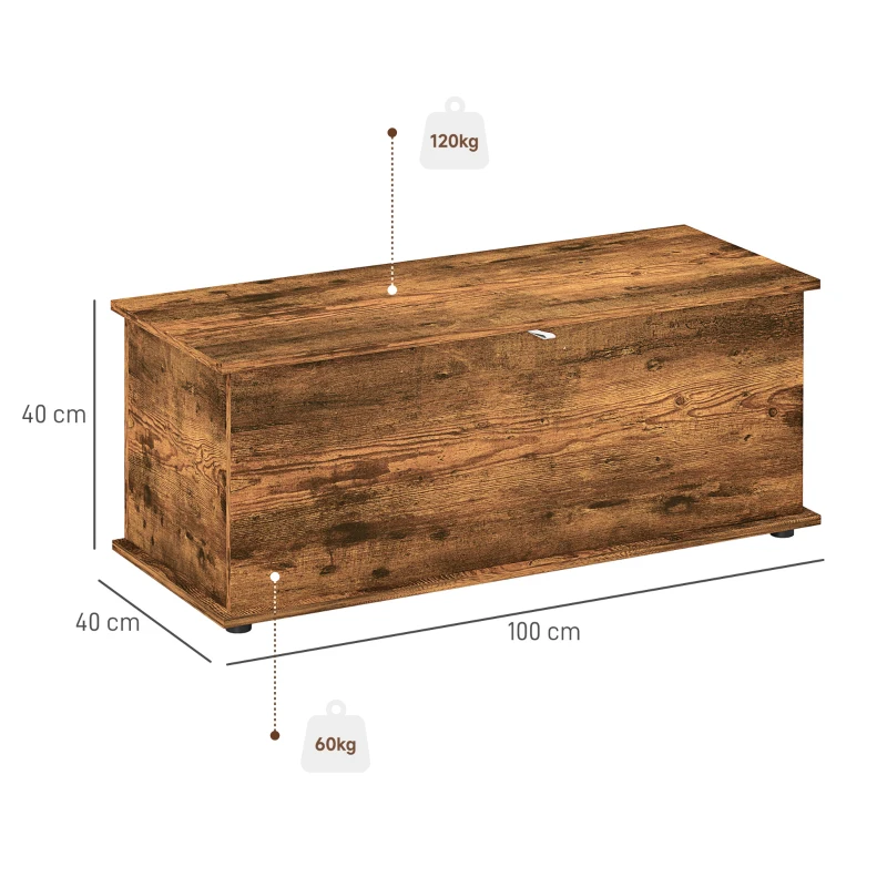 HOMCOM Panca Contenitore Multiuso in Legno per Camera da Letto e Ingresso, 120 kg, 100x40x40 cm, Marrone