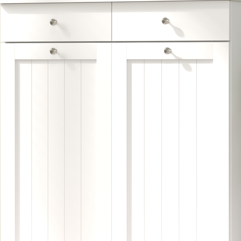 HOMCOM Mobile Portabiancheria con 2 Cesti Inclinabili, 2 Cassetti e 2 Ante a Ribalta per Bagno, 78x38x90cm Bianco