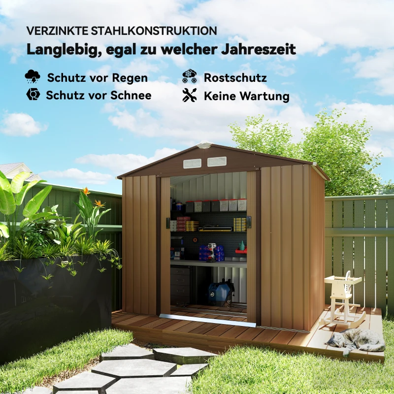 Outsunny tuinhuisje metaal geel 213 x 130 x 185 cm