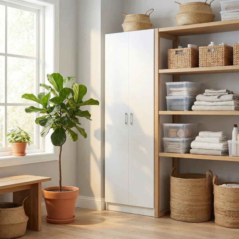 HOMCOM Mobile Multiuso con 5 Ripiani Livelli Regolabili in Legno, per Arredamento Domestico, 60x31.5x165 cm, Bianco