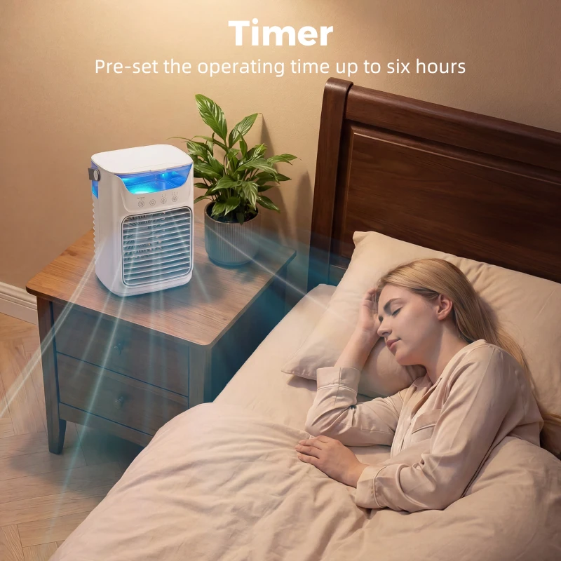 HOMCOM Desk Fan with Adjustable Head, 3-Speed Small Fan with 700ml Water Tank Grey