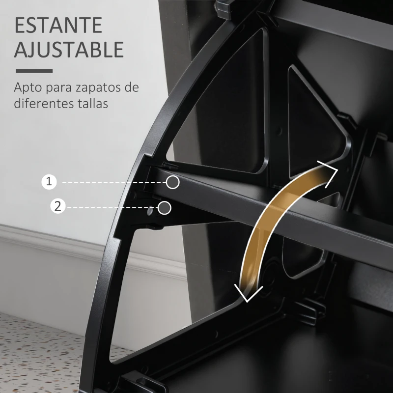 HOMCOM Conjunto de Recibidor de Entrada con Espejo Perchero y Zapatero Muebles de Recibidor de 2 Piezas con 6 Ganchos Negro