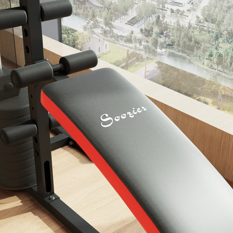 SPORTNOW Stazione Fitness Multifunzione per Allenamento del Corpo, in Acciaio e PU, 225x175x200 cm, Nero