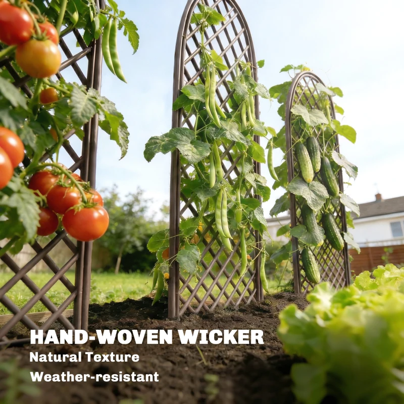 Outsunny Garden Arch, Garden Arbor with 8mm Wicker and Dome Top, Natural Wood Finish