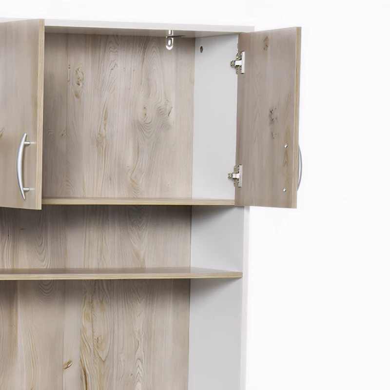 HOMCOM Credenza Cucina Multifunzione in Legno con Cassetti e Vani Aperti, 100x39x181,5 cm, Bianco