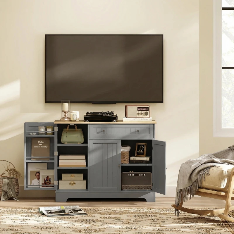 HOMCOM Buffet cuisine, meuble de rangement avec 3 portes, tiroir, étagères de porte et étagère réglable, 105x40x83cm, gris