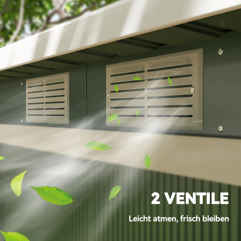 Outsunny Tuinhuis tuinhuisje met schuifdeur raam buiten staal lichtgroen