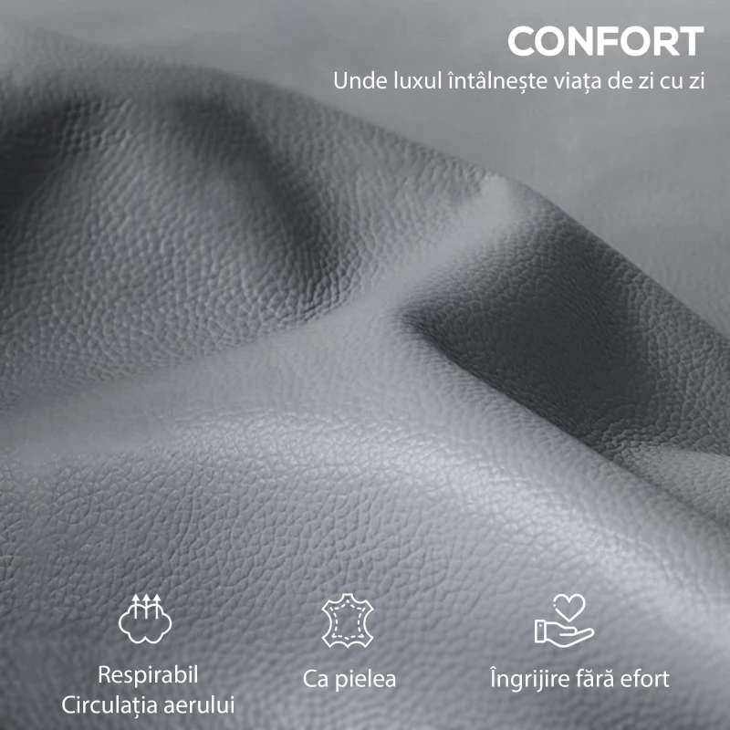 HOMCOM Fotoliu Relax Reglabil Manual cu Suport pentru Picioare, Tapițerie cu Efect de Piele și Bază Rotativă, Gri