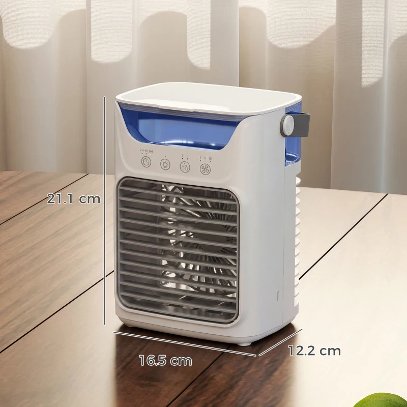 HOMCOM Desk Fan with Adjustable Head, 3-Speed Small Fan with 700ml Water Tank Grey
