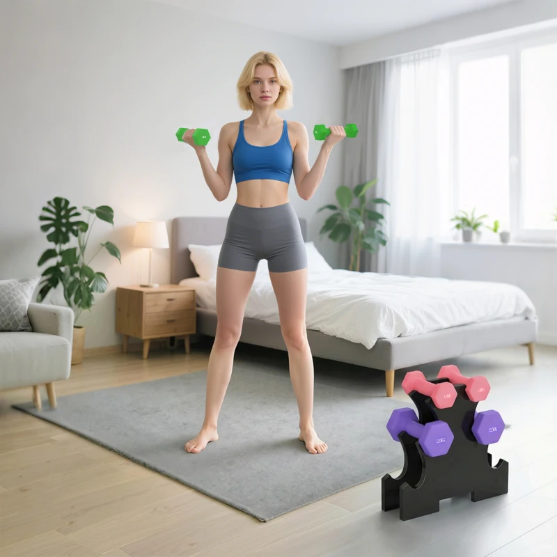 SPORTNOW Hex Dumbbells Set with Dumbbell Rack, Hand Weights for Strength Training Weight Lifting,  2 x 1kg, 2 x 2kg, 2 x 3kg