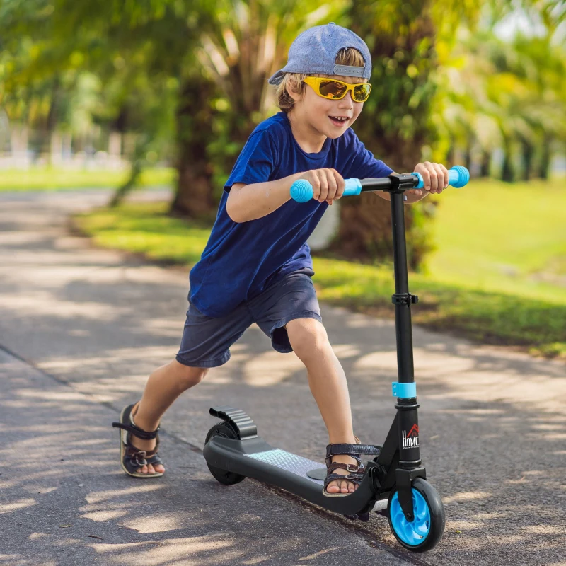 HOMCOM Folding Electric Scooter with Brake, for Ages 6+ Years, 8km/h Maximum Speed, Blue