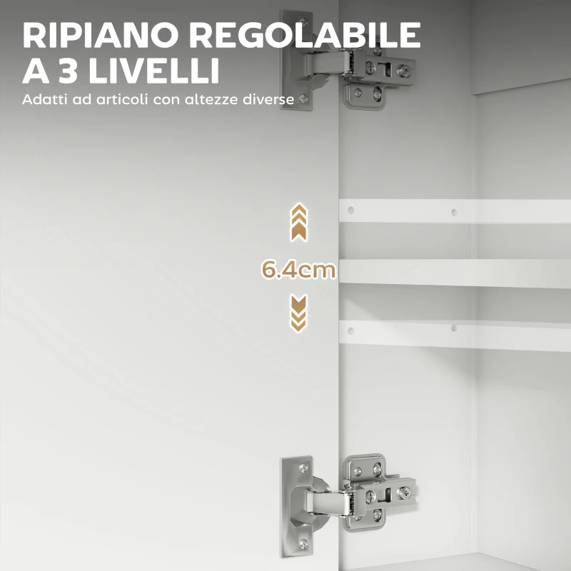 HOMCOM Mobile Bagno a Parete con Specchio, Armadietto con Mensola Regolabile e Ripiano Aperto, 60x16x60 cm, Bianco