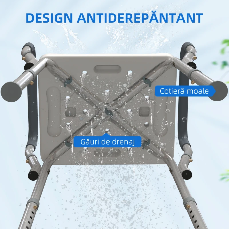 HOMCOM Scaun Reglabil de Duș cu Mânere, Multicolor