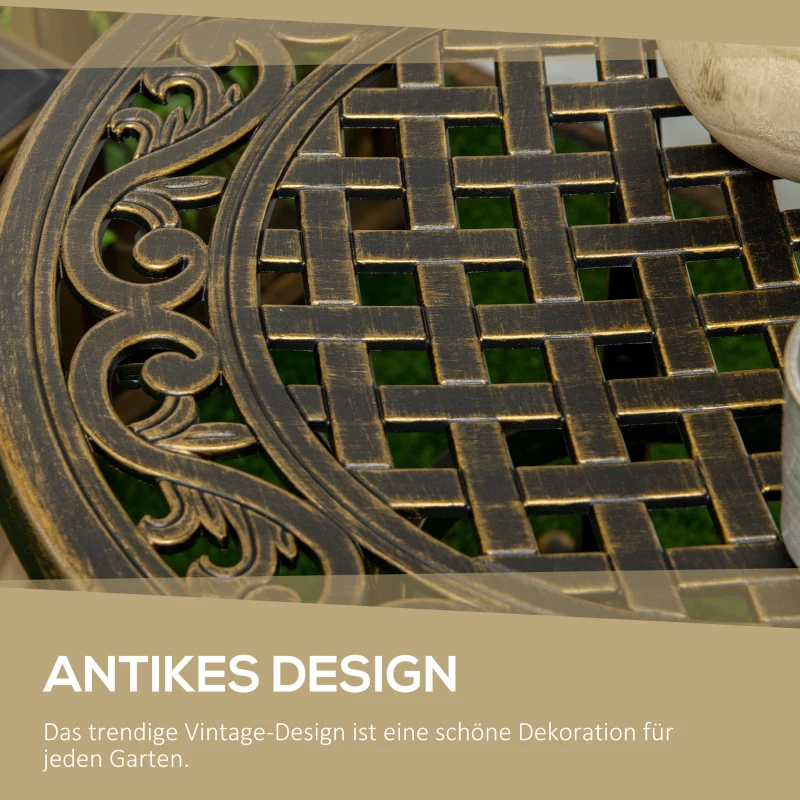 Outsunny Beistelltisch Garten wetterfester Gartentisch mit Gussaluminiumrahmen, rund 60kg belastbar Ø60x52,5H cm