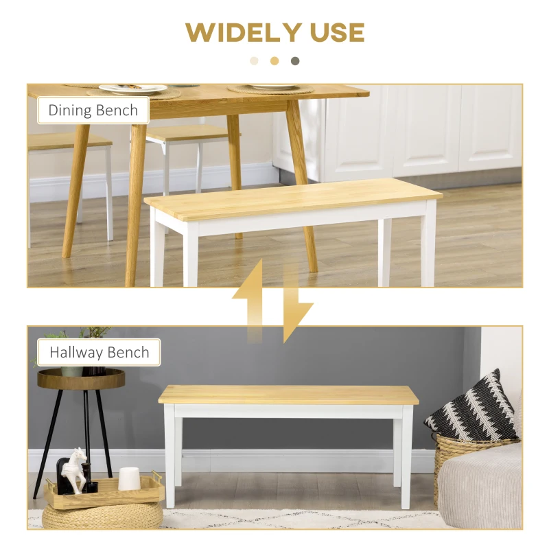 HOMCOM Ławka drewniana 2-osobowa, Ławka z drewna litego, lakierowane, Naturalny + Biały