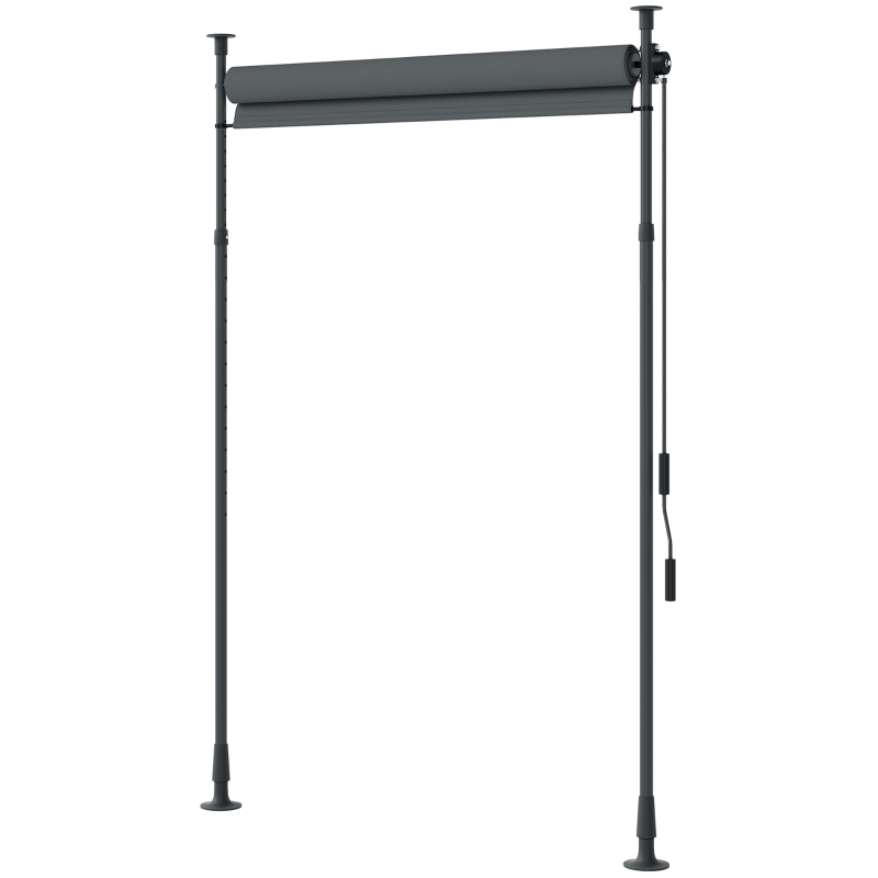 Outsunny Tenda da sole retrattile su palo con manovella e altezza regolabile, Grigio scuro