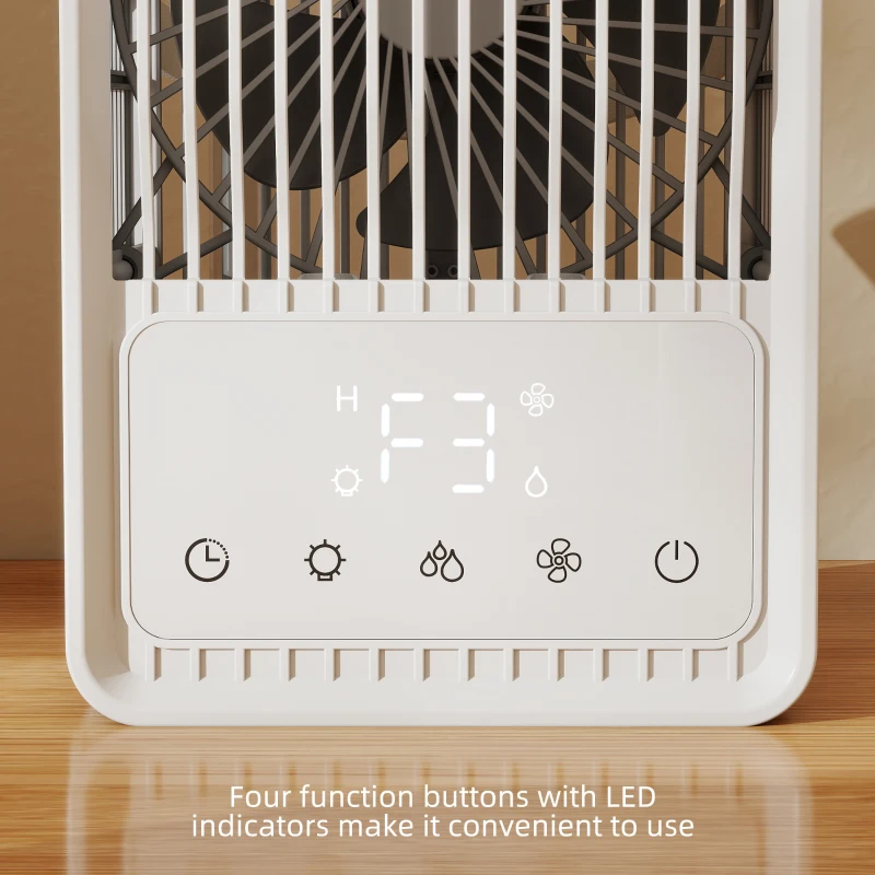 HOMCOM Desk Fan with Humidifier and RGB Light Portable Table Fan with 550ml Water Tank White