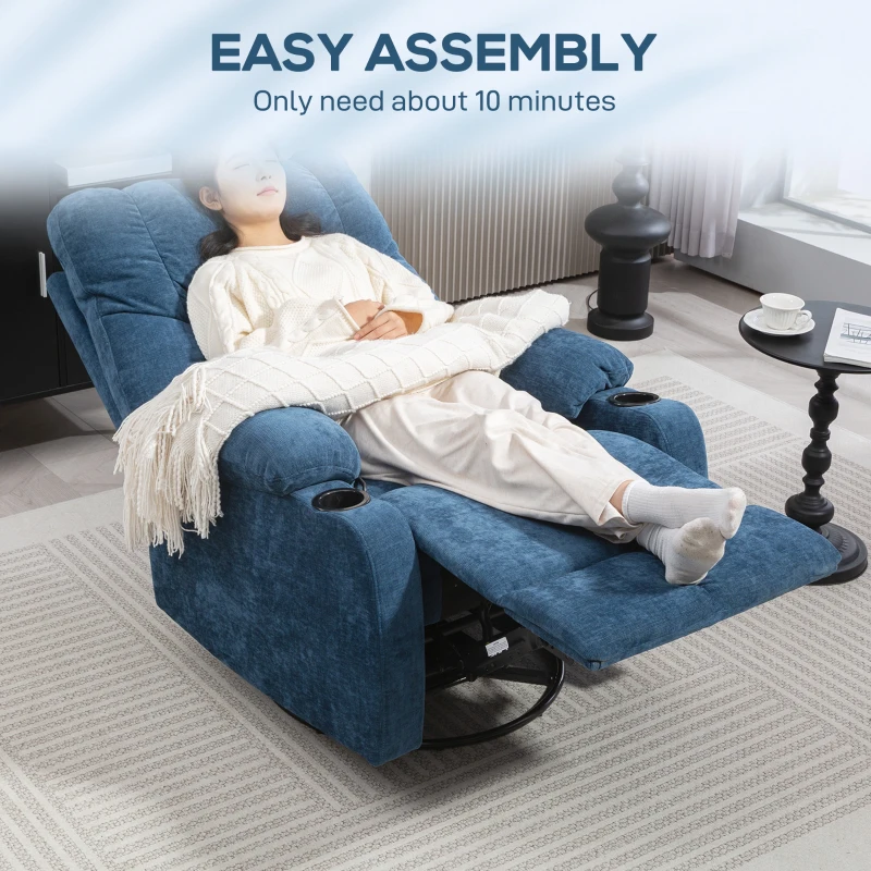 HOMCOM Fotel relaksacyjny obrotowy z funkcją leżenia i bujania