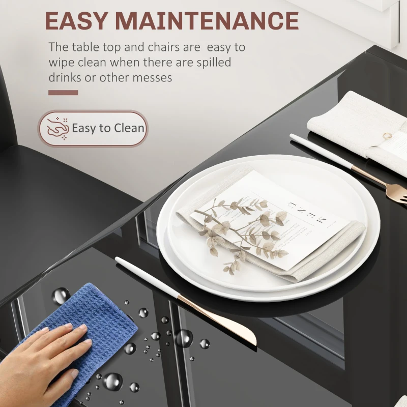 HOMCOM Zestaw Stołowy do Jadalni z 2 Krzesłami, Oszczędność Miejsca, Czarny