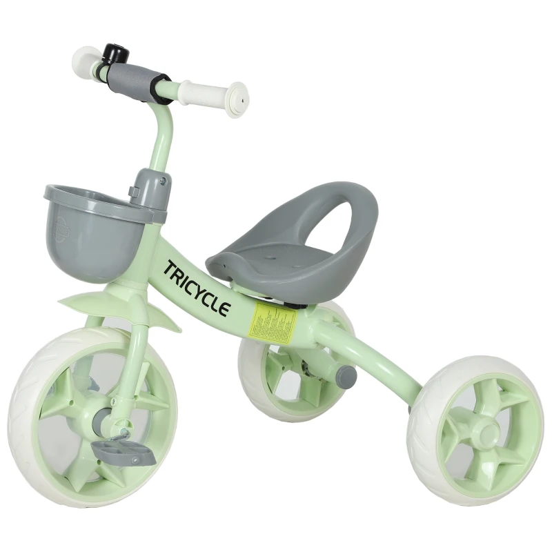 AIYAPLAY Kids Trike, Toddler Tricycle with Front Basket and EVA Wheels for Ages 2-5 Years, Indoor Outdoor for Boys Girls, Green