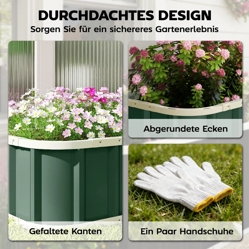 Outsunny Hochbeet Stahl, Pflanzbeet mit Klickverschlüssen Gefaltete Kante Frühbeet 136 x 52 x 31 cm Hellgrün