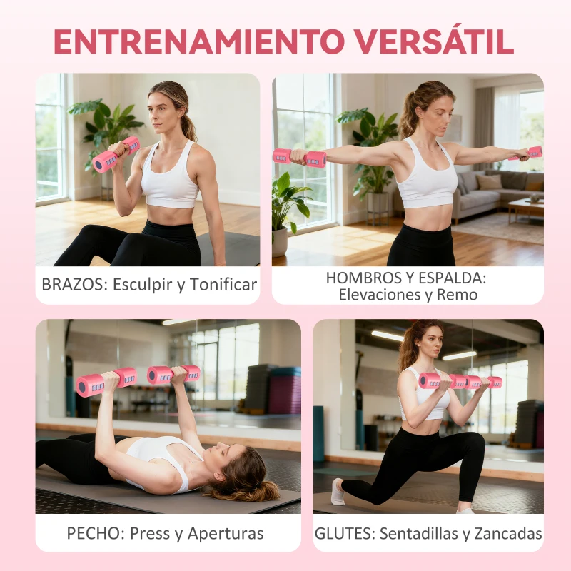 SPORTNOW Juego de Mancuernas Ajustables 4 en 1 de 1/1,5/2/2,5 kg con Mangos Antideslizantes y Diseño Cuadrado para Casa Gimnasio