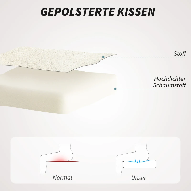 HOMCOM Bürostuhl mit Stoffbezug in Schneeflanelloptik, Schminkstuhl mit gewölbter Rückenlehne, für Schlafzimmer, Beige