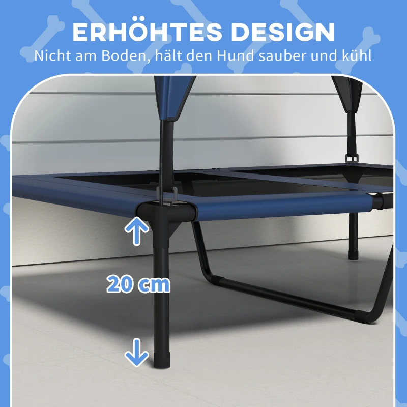 PawHut Hondenbed met Dak, Ademend, Waterafstotend, tot 30 kg, 91 x 76 x 89 cm, Donkerblauw