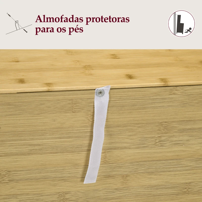 HOMCOM Aparador de Bambu de 2 Portas Aparador Boémio com 2 Prateleiras para Cozinha Entrada 60x27x67,5 cm Madeira