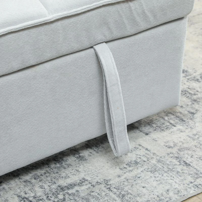 HOMCOM 2 Seater Sofa Bed, 3-in-1 Convertible Sleeper Sofa with Click-clack Adjustable Backrest and 2 Pillows, Light Grey