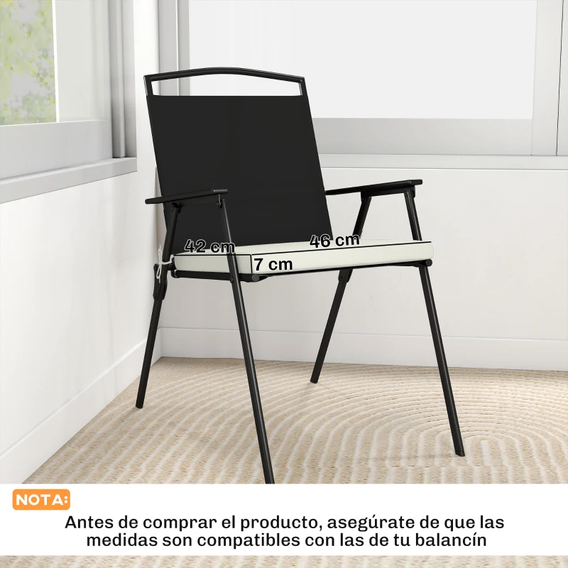 Outsunny Set Sitzkissen für Esszimmerstühle 46x42x7 cm 6 Stück mit waschbarem Bezug und Bändern, wasserabweisend und UV-beständig Creme