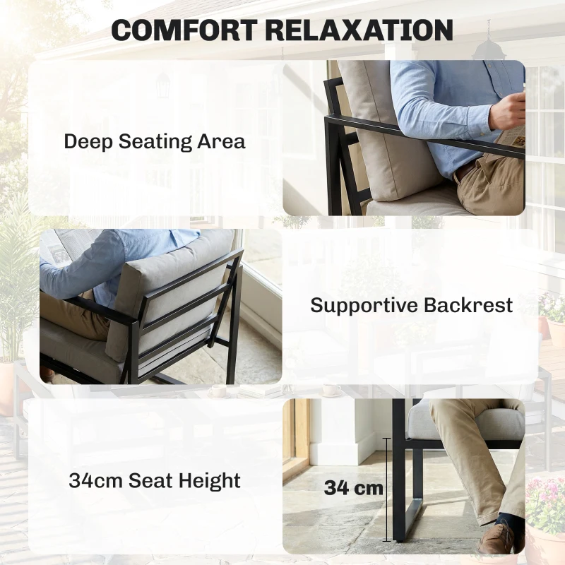 Outsunny Outdoor Garden Furniture Set, 4 Piece Patio Furniture with Slatted Table, Indoor Outdoor Balcony Patio Conservatory Set