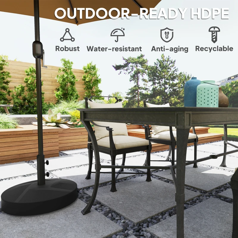 Outsunny Stojak na parasol do 30 kg, okrągły, czarny, stabilny