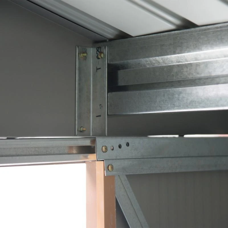 Outsunny 7 x 4ft Lockable Metal Garden Tool Storage Shed, Outdoor Storage Shed with Foundation and vents, Light Brown