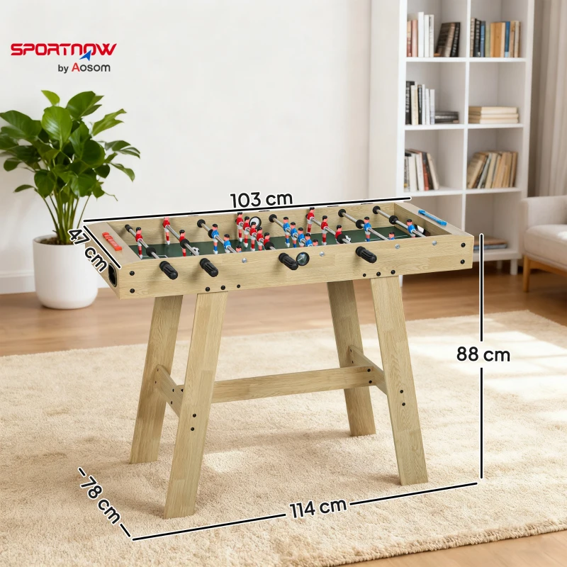 SPORTNOW Futbolín para Niños de Madera Mesa de Futbolín con 2 Marcadores 8 Asas y 22 Jugadores 114x78x88 cm Natural