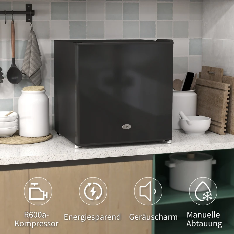 HOMCOM Mini zamrażarka 35 L Wolnostojąca elektryczna mroźnia 45 W 47 x 44,2 x 48,8 cm Czarna