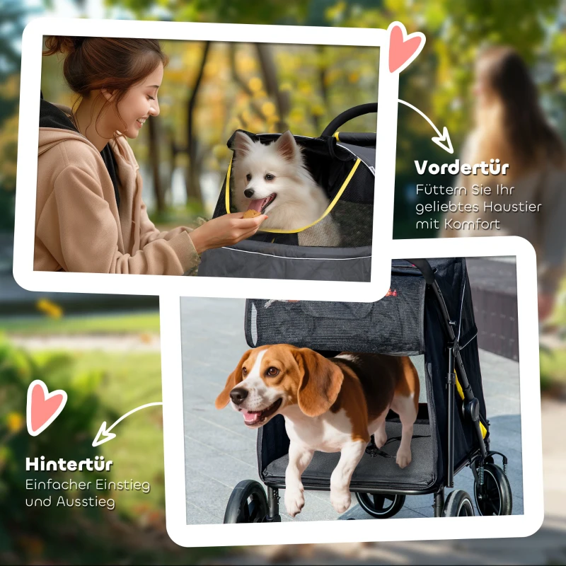 Wózek dla psa PawHut, składany wózek dla psa, wózek dla psa z poduszką, wózek dla kota