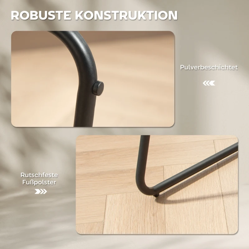 HOMCOM 2er-Set Barstühle, Barhocker mit Stoffbezug und Schaumstoffpolsterung, Polsterhocker mit Metallbeinen, Grau