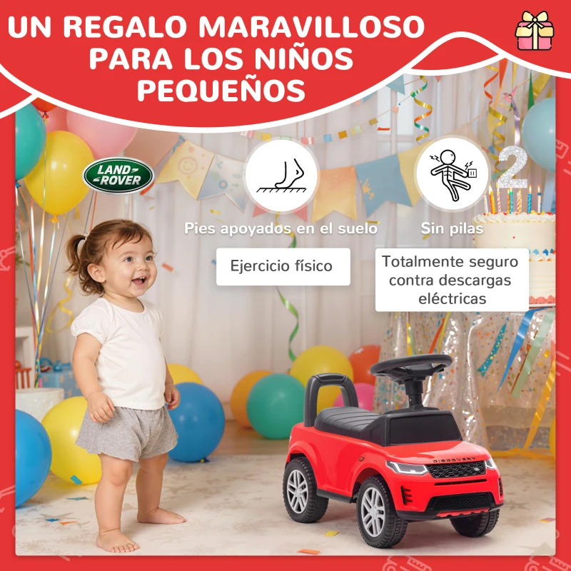 AIYAPLAY Coche Correpasillos con Licencia de Land Rover para Niños 18-36 Meses con Almacenaje Bocina Sonidos de Motor Rojo