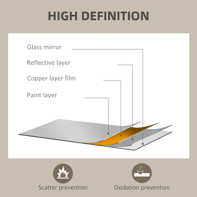 HOMCOM Lustro Ścienne 50 x 70 cm Prostokątne Lustro Dekoracyjne Lustro Łazienkowe do Sypialni, Łazienki, Salonu, Przedpokoju, Drewniane Naturalne