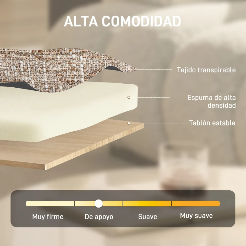 HOMCOM Butaca de Salón con Asiento Giratorio Tapizado en Lino Asiento Amplio Relleno Grueso Patas de Metal Beige