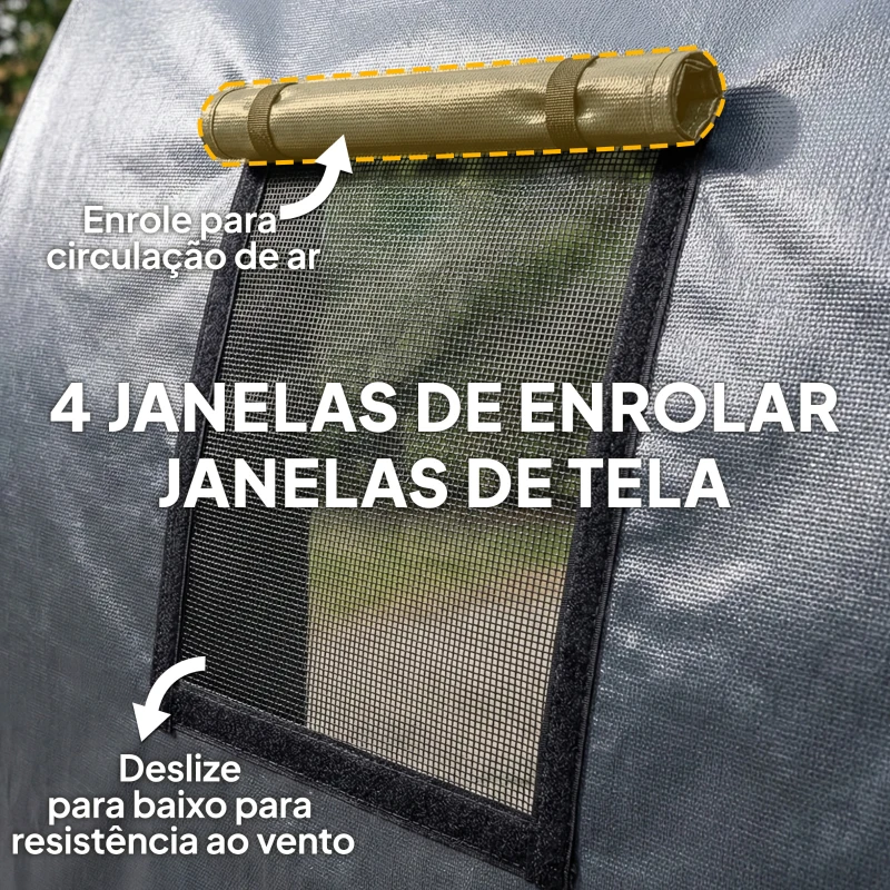 Outsunny Garagem Exterior para Automóvel 3x6 m Impermeável com Tecido PE Resistente Estrutura de Metal Galvanizado UPF 30+ Cinzento Escuro