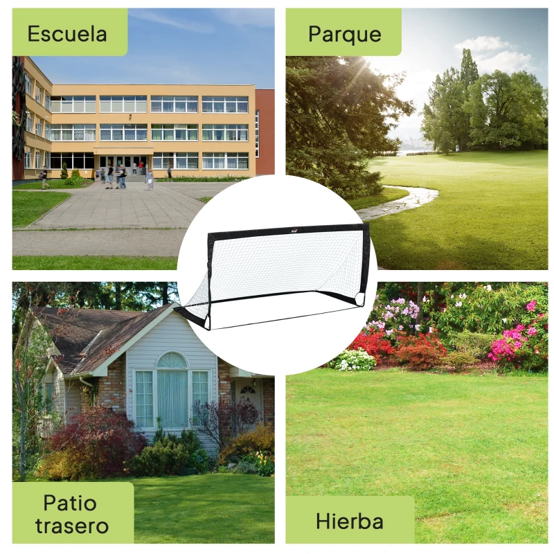 HOMCOM Porterías de Fútbol Plegables para Niños y Adultos con Bolsa de Transporte para Exterior Jardín Entrenamiento Negro