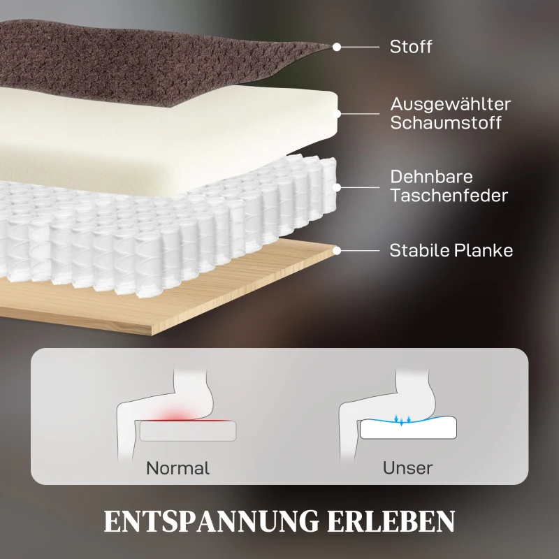 HOMCOM Massage-Sessel, 8 Vibrationspunkte, 5 Modi, Lendenheizung, verstellbar, drehbar, Polstersessel, Braun